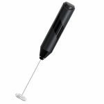 Gwen Studios 8.8 inch Black Stainless Steel Handheld Milk Frother Whisk, Battery-Operated