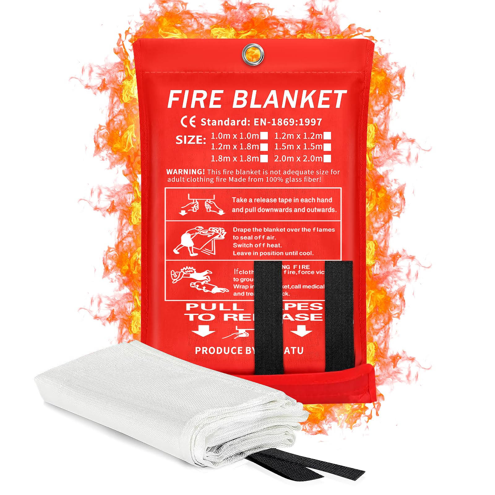 f8fec7bfa47cd6d2c8a8268cca11dcfad463f8953c92a92008b271b3f77e37a9.jpg 2024 Emergency Fire Blanket, Fire Extinguisher Blanket, Fire Suppression Blanket, Flame Retardant Blanket Fire Safety Blanket for Home, Kitchen, - Image 1