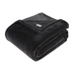 Kenneth Cole | Solid Ultra Soft Plush Blanket in Black, Size: Twin