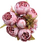 Luyue Vintage Artificial Peony Silk Flowers Bouquet Cameo Brown