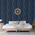 Advantage Manfred Navy Modern Herringbone Wallpaper