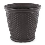 Suncast Sonora 22 inch Resin Wicker Decorative Garden Flower Planter Java