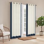 Waverly Hampton Border 84" Grommet Indoor/Outdoor Window Curtain Panel in Blue (Single)