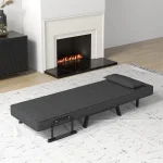 Costway Folding 6 Position Convertible Sleeper Bed Armchair Lounge Couch W/ Pillow Gray