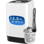 Qhomic Portable Washing Machine, 13.5lbs Fully Automatic Compact Washer, 10 Programs/8 Water Leve Washer and Dryer Combo with Dump Pump, Full-
