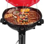 Electric BBQ Grill Techwood 15-Serving Indoor/Outdoor Electric Grill for Indoor & Outdoor Use, Double Layer Design, Portable Removable Stand Grill