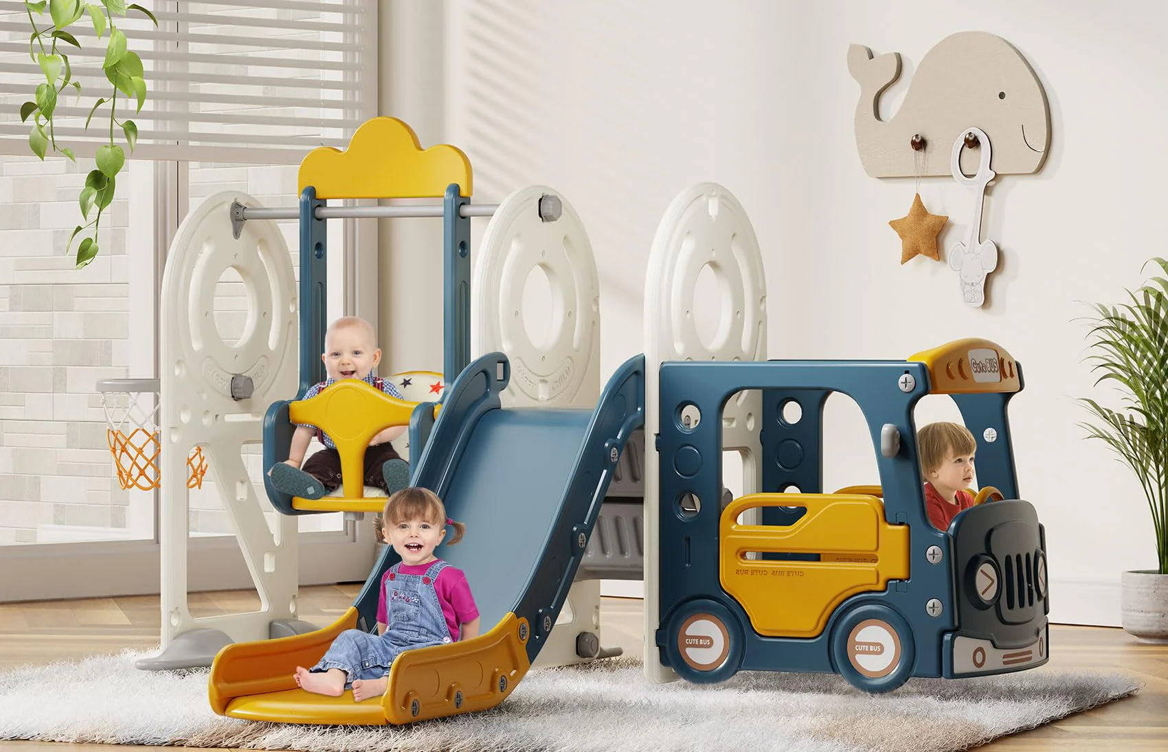 f9f1ad680b93e2bd477081fb674130e2c5dffc97cb061ef4242671ddd33fbc43.webp BIERUM 5 in 1 Toddler Slide and Swing Set for Toddlers Age 1-3 - Image 1