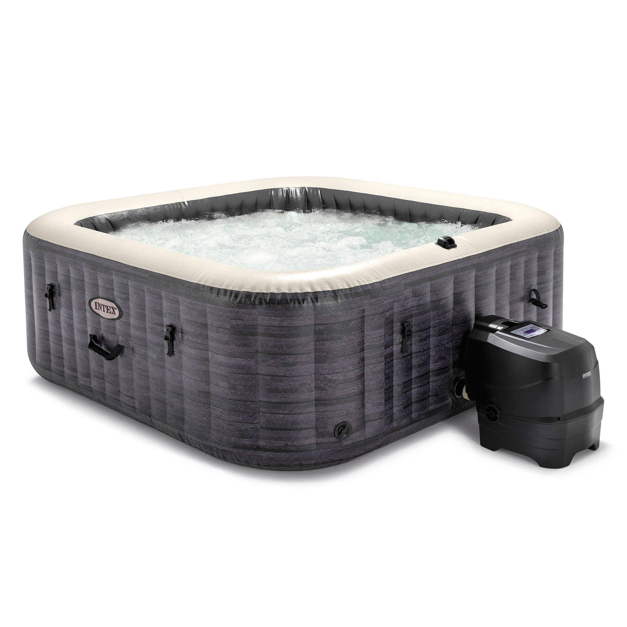 fa0911523222048975c0769d054f9ab4e4e0c28373a04f5b0bc395e48eb68acf.jpg Intex PureSpa Plus Greystone 6-Person Inflatable Square Hot Tub Spa, 94 in. x 28 in. - Image 1
