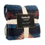 Hurley Printed Sherpa Throw Blanket - Blue - One Size