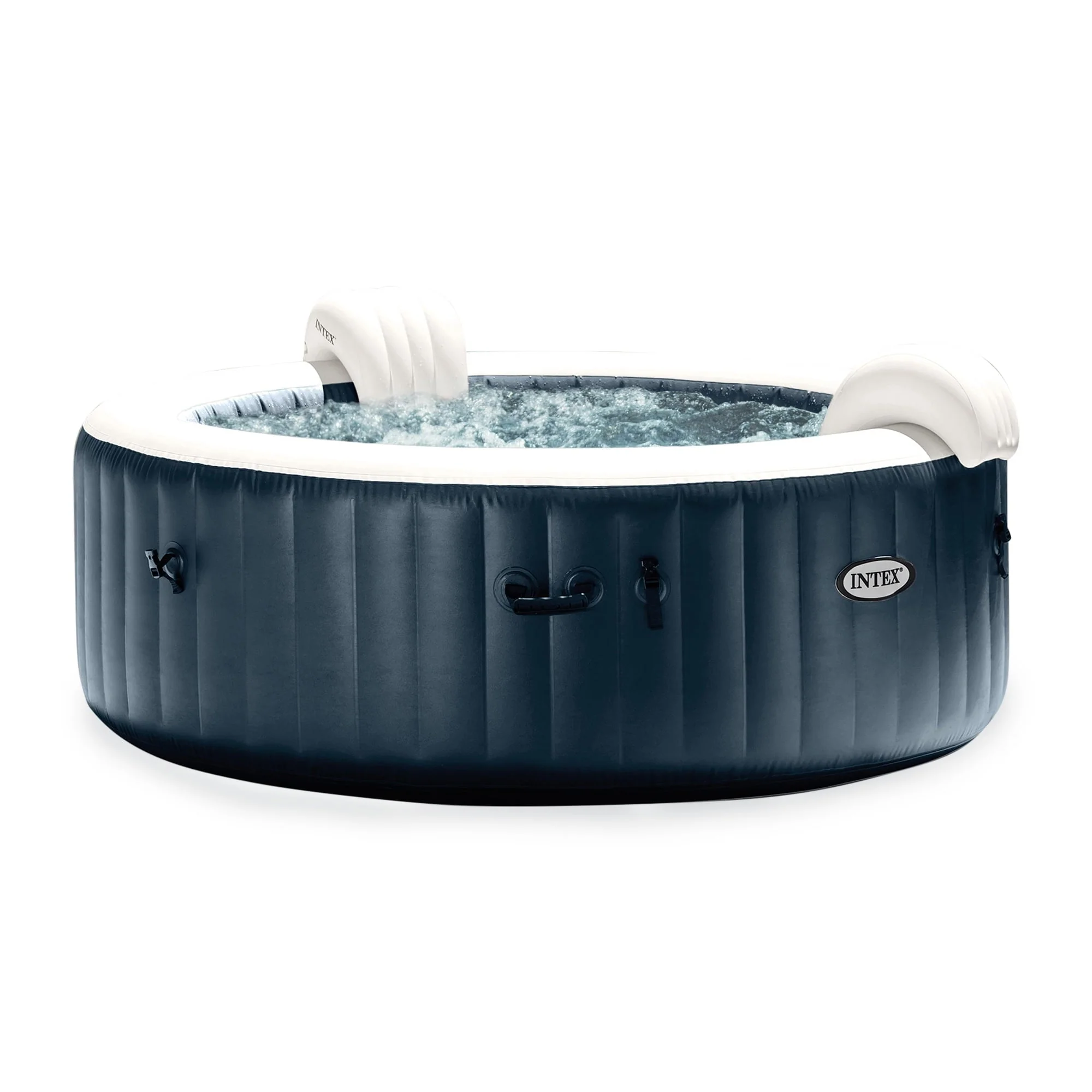 fa2e51deb4755f1efb08c9a0336308ae1522fb149303b72817312a27ec328b3e.webp Intex Purespa Plus 6 Person Inflatable Round Hot Tub with 170 Airjets, Blue - Image 1