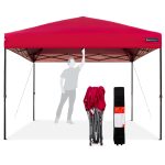 Best Choice Products 10x10ft Easy Setup Pop Up Canopy Instant Portable Tent w/ 1-Button Push Wheeled Carry Case - Red
