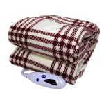 Biddeford Microplush Electric Heated Warming Throw Blanket Cream Red Plaid