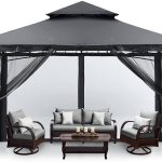 MASTERCANOPY Outdoor Garden Gazebo for Patios with Stable Steel Frame and Netting Walls (8X8,Dark Gray)