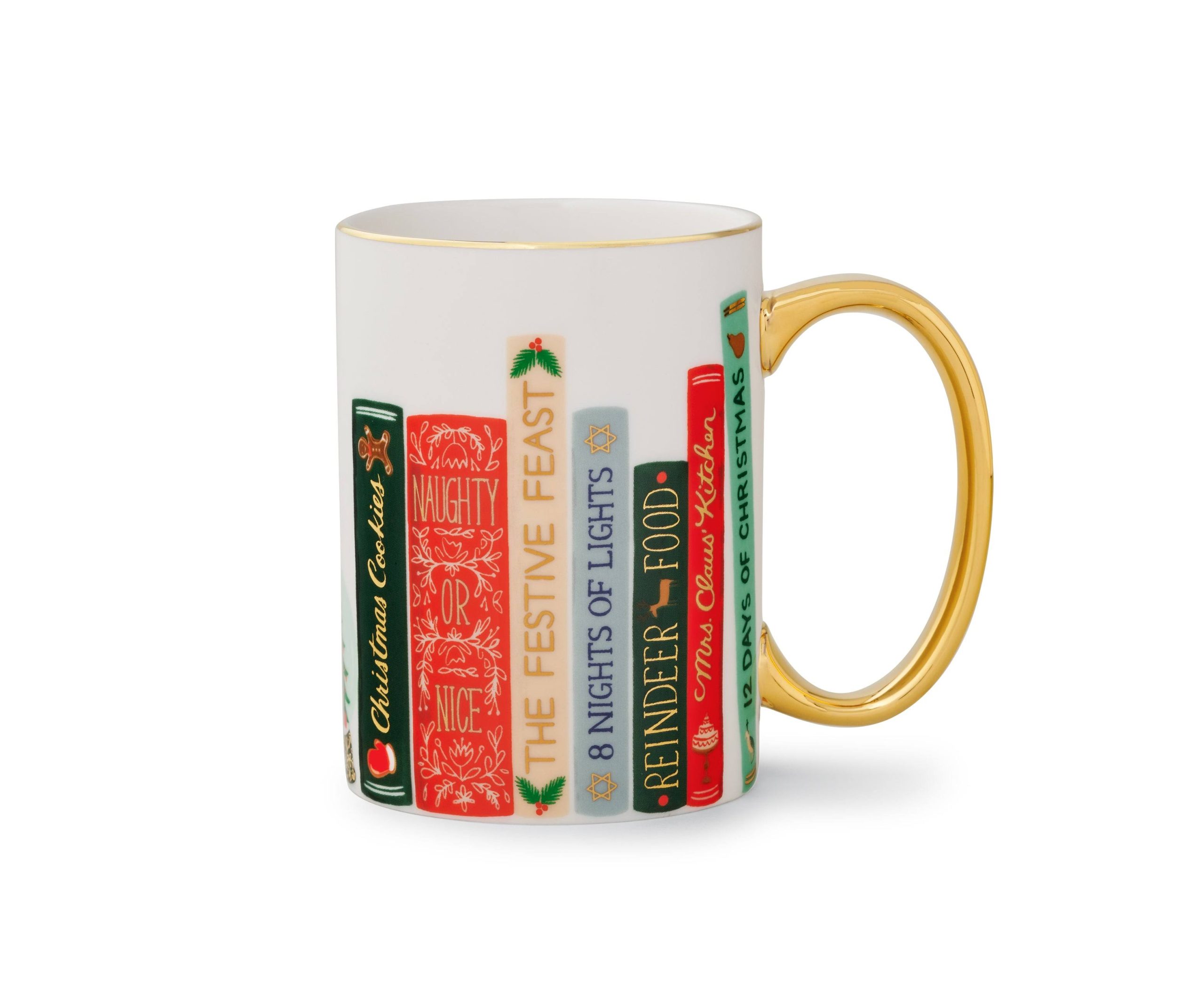fa9844403b92c4d32f3a52cee9086193d6ca722274c29cb0d5144d0335bfad0c.jpg Rifle Paper Co. Festive Book Club Porcelain Mug - Image 1
