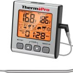 ThermoPro TP-16 Large LCD Digital Cooking Food Meat Thermometer for Smoker Oven Kitchen BBQ Grill Thermometer Clock Timer with Stainless Steel