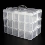Guyuyii 3-Layer Stackable Craft Storage Containers - Plastic Craft Box Organizer with 30 Adjustable Compartments and Handle - Portable Beads Organizer