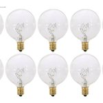 Kor (Pack of 10) G16.5 Clear FinshDecorative (E12) Candelabra Base Globe Shape Incandescent 120V G16 1/2 Light Bulbs (25)