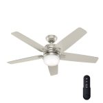 Hunter Cavera II 52 in. Indoor Matte Nickel WiFi-Enabled Smart Ceiling Fan with Light Kit & Remote