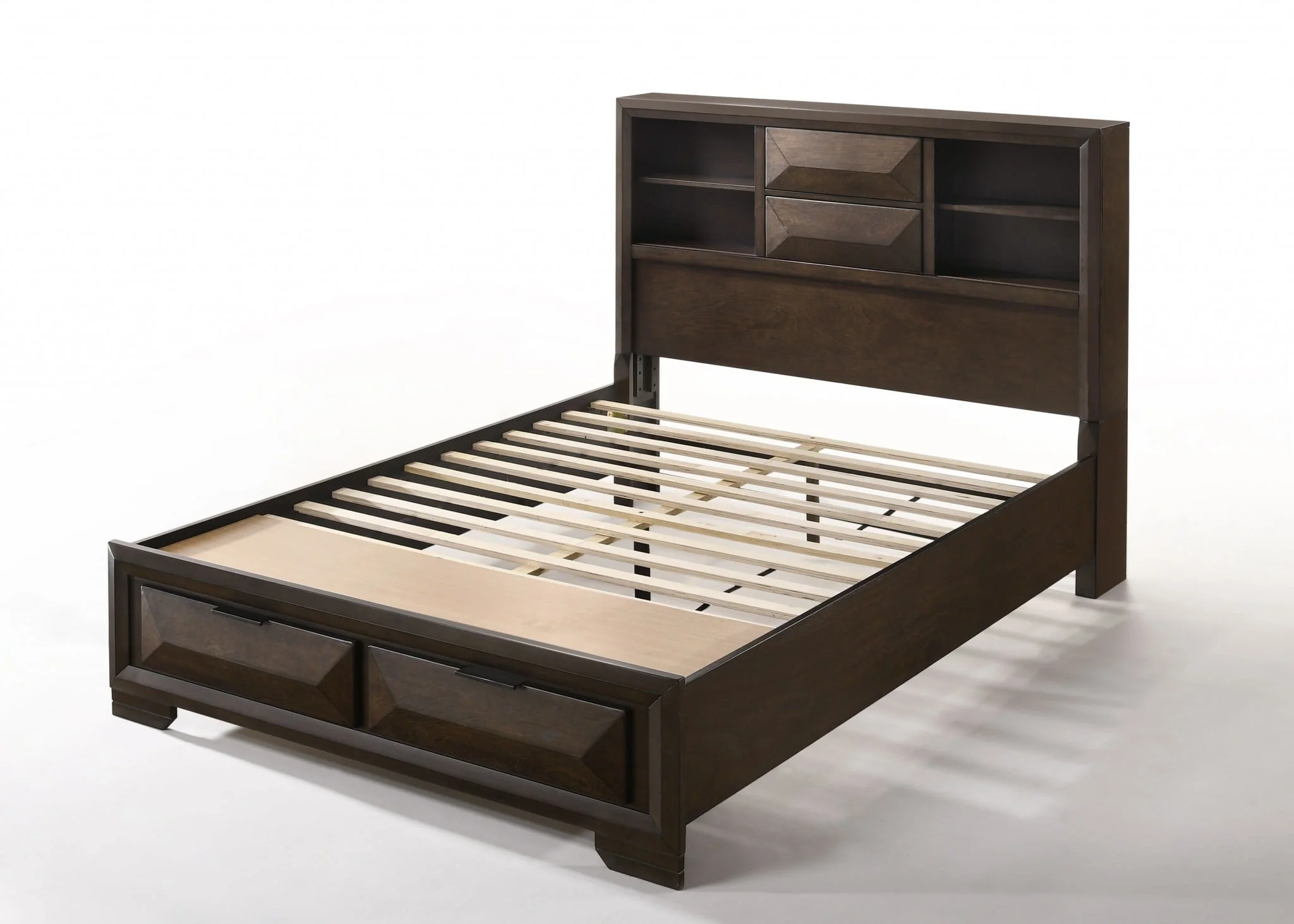fb09fcd9b1dc967ff047301b2a00a0e1a7732a5183cb02958e479b76e4b7e74b.webp 91" X 63" X 53" Espresso Rubber Wood Queen Storage Bed - Image 1