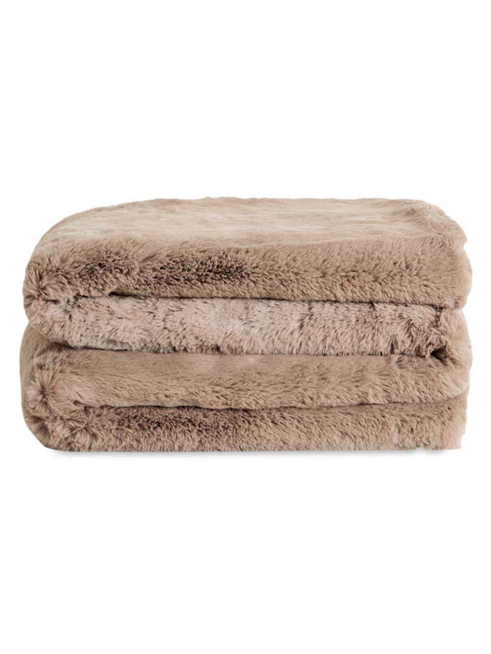 fb39c2bd78f260b2c2de8f62129d1eeb8dd8ca07732ed94f0a75fcb58582aedf.jpg UnHide The Marshmallow 2.0 Medium Faux Fur Throw Blanket Mocha - Image 1