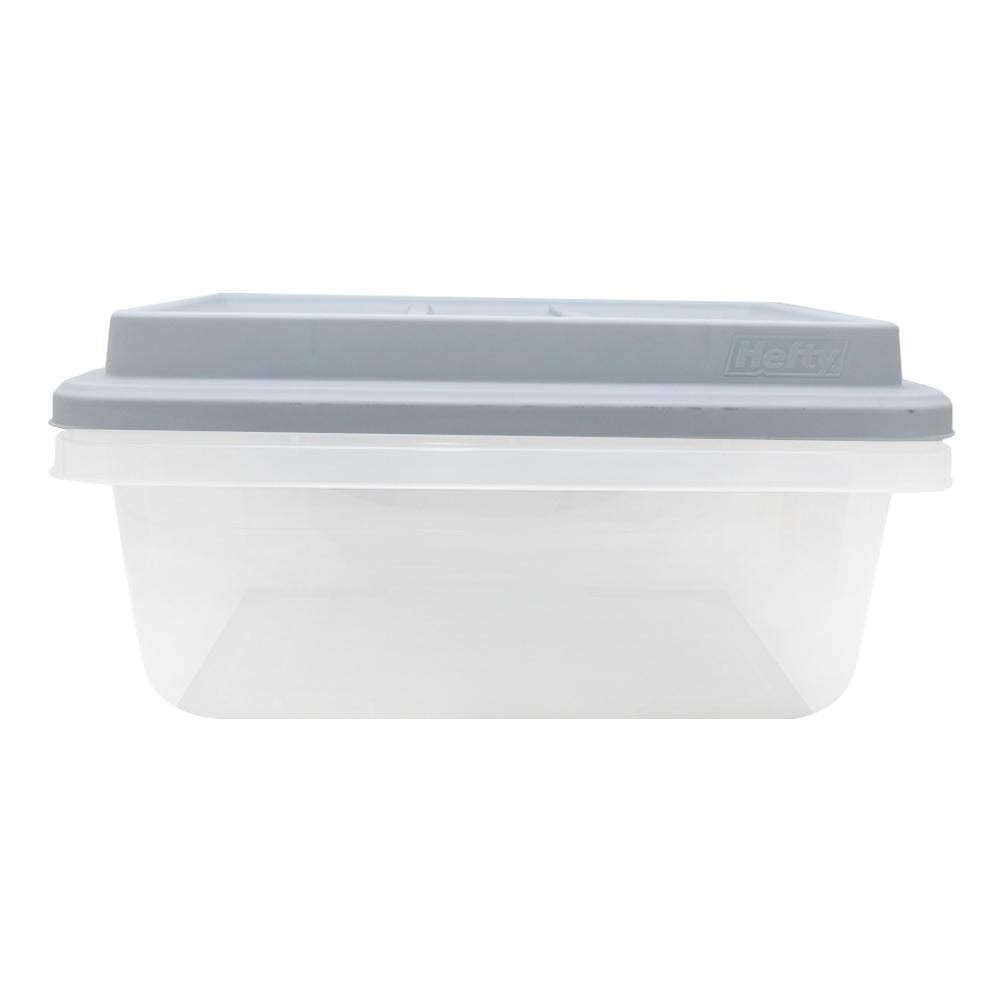 fb4a26469f9a91db1734ac79a8f024f1af33898862ec17ad8e90436d5594291a.jpg Hefty 18qt Plastic Storage Bin with Gray Hi-Rise Stackable Lid - Image 1