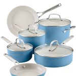 KitchenAid 10-Piece Hard Anodized Ceramic Nonstick Cookware Set, Blue Velvet