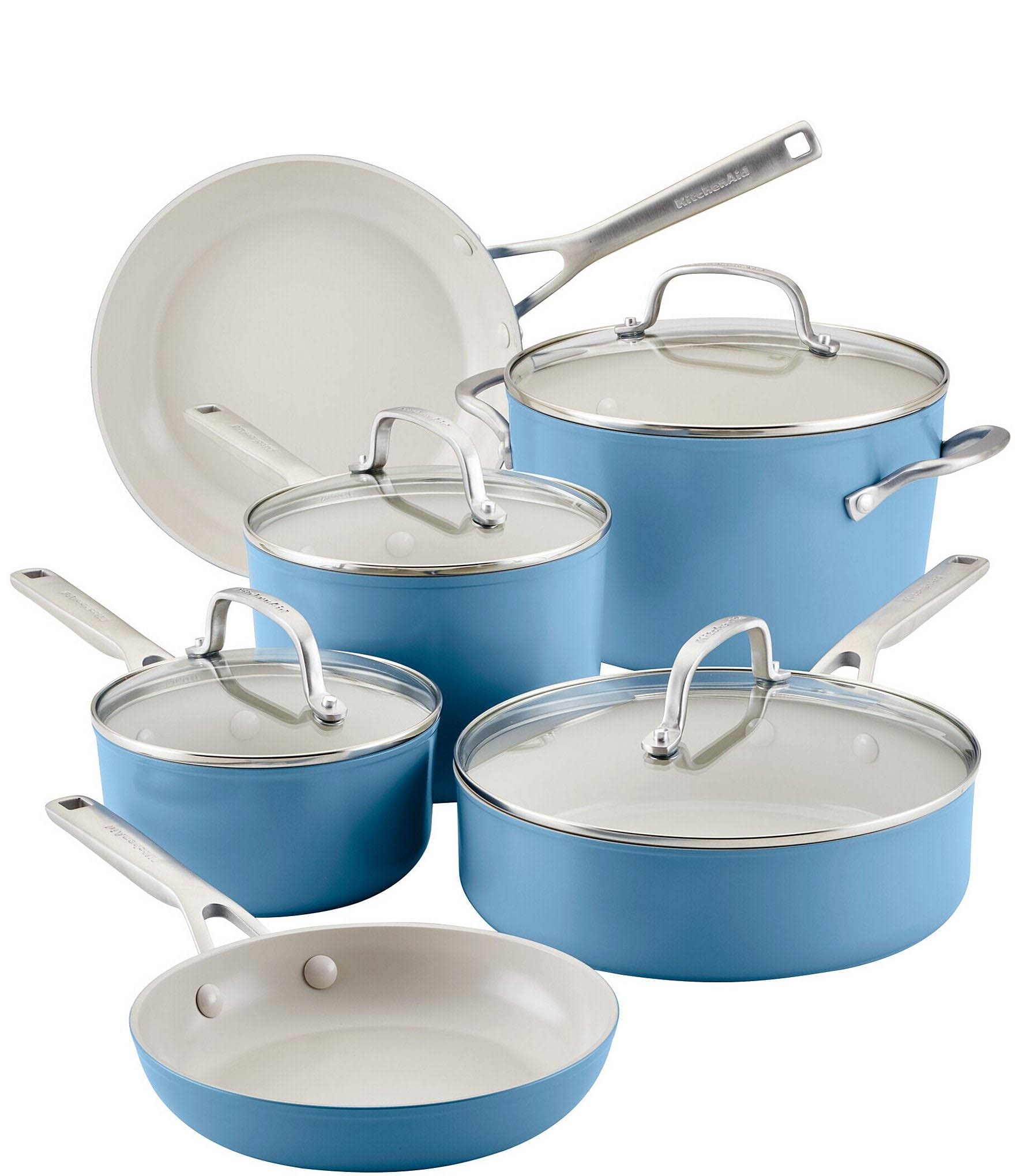 fb5b2d25858d9b871aed4fed0a86dec246e0277d443c70db11036b9df89be3f5.jpg KitchenAid 10-Piece Hard Anodized Ceramic Nonstick Cookware Set, Blue Velvet - Image 1