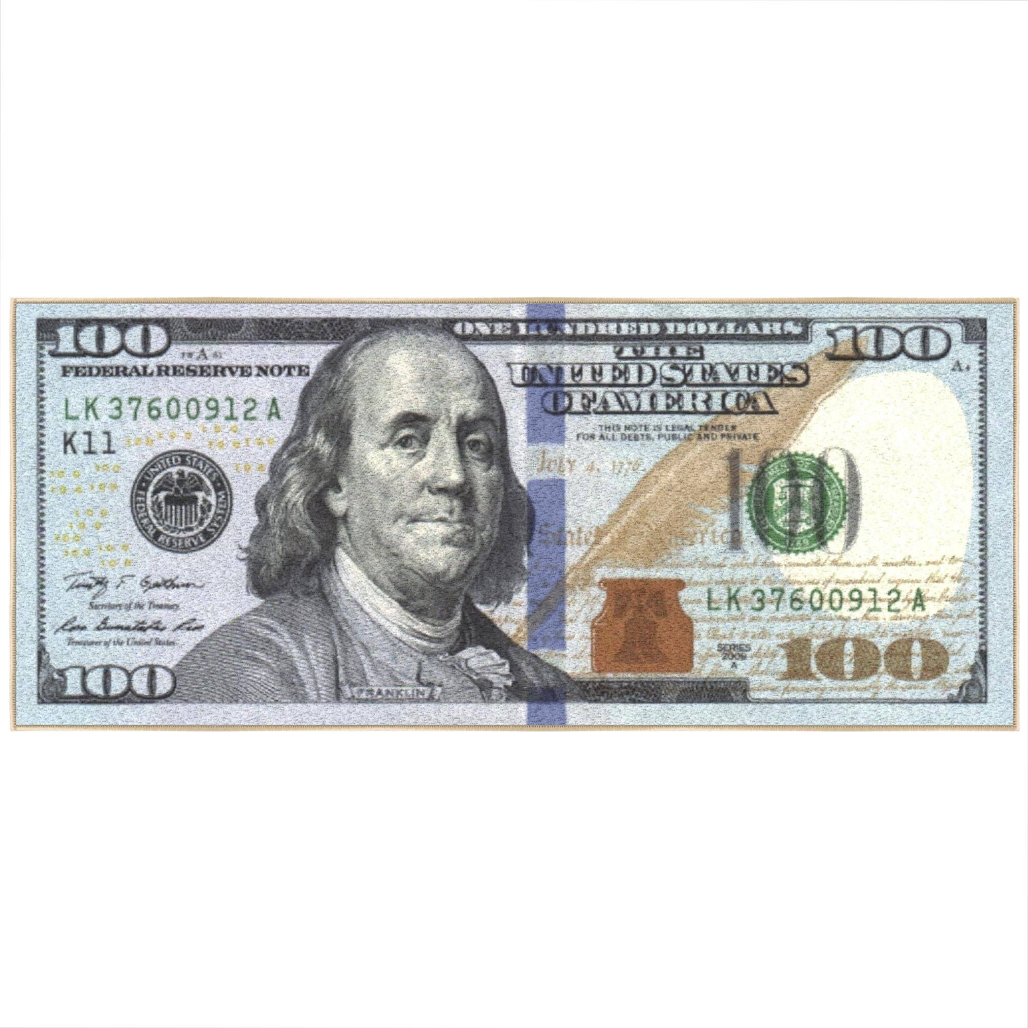 fb7855a49cf075adfee32ae4930c3b6ecf62b687562fc9299bea052384a70e79.jpg Ottomanson Siesta Collection 100 Dollar Bill Design Non-Slip Runner Rug - Image 1