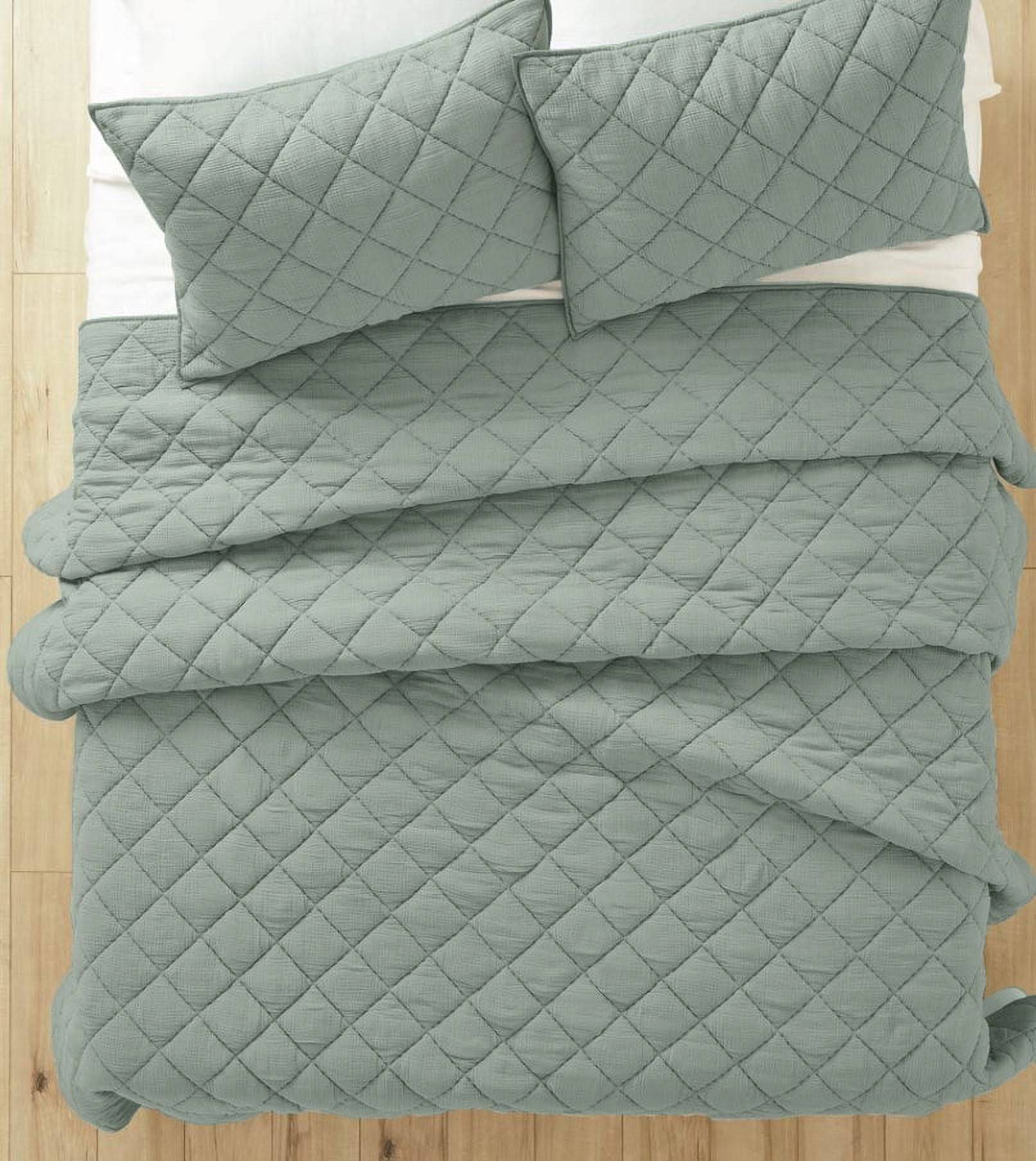 fb7d0b95a2b6af53ea775a5319ec1485de810eeabf71a8a7dcc23a804e9617bf.jpg Better Homes & Gardens Diamond Gauze Quilt Set - Sage - Queen Each - Image 1