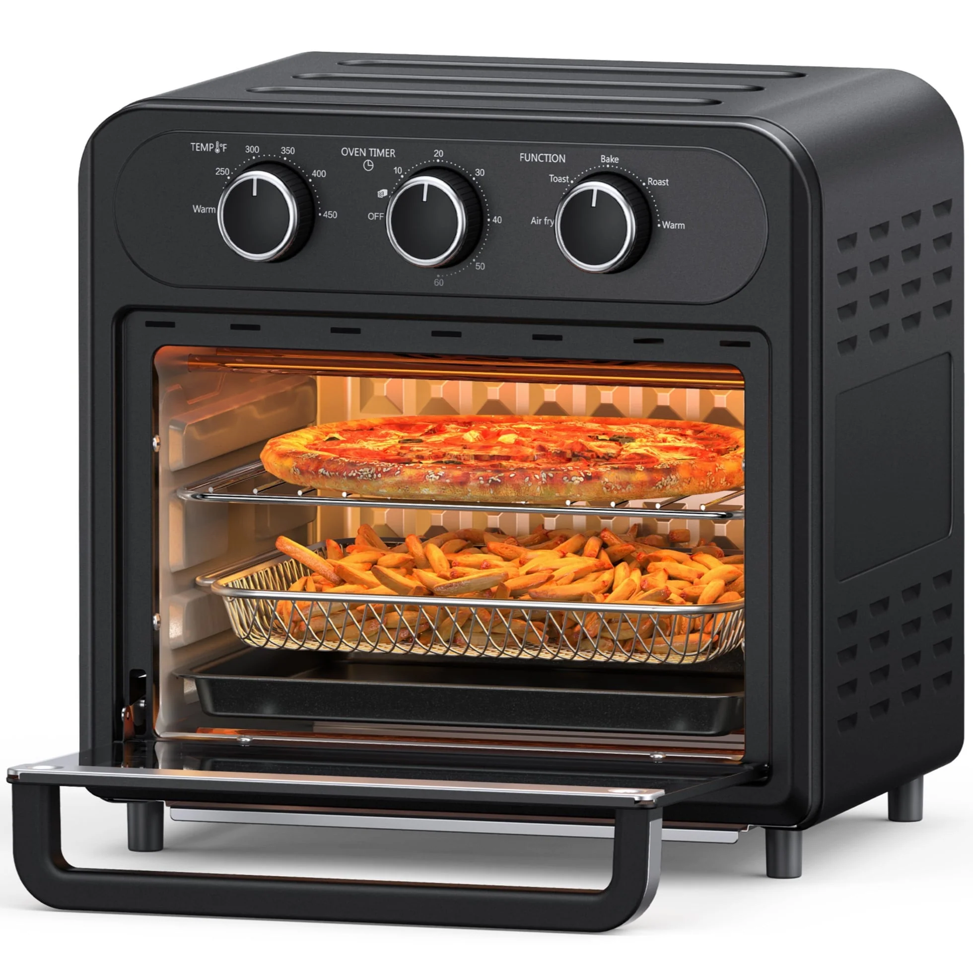 fb7e200f640ee75dfde48d39386b6ec77e848f0d3733bb83d602bb7ec1748fd2.webp Taotronics Air Fryer | 1700W 14.8 Quart | 9 in 1 Air Fryer Oven | Oil - Less Cooker with Rotisserie Shaft - Image 1