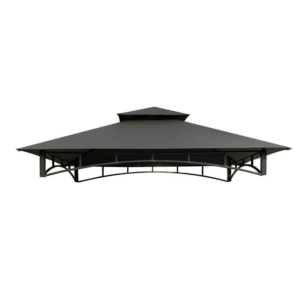 Apex Garden Replacement Canopy Top Can Only Fit for Model #L-GZ238PST-11 8' x 5 Bamboo Look BBQ Grill Gazebo, Gray