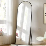 BEAUTYPEAK Arched Full Length Floor Mirror 64"x21" Full Body Standing Mirror, Black