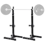 2 - Piece Adjustable Squat Stand Rack or Barbell Free Press Bench, Black