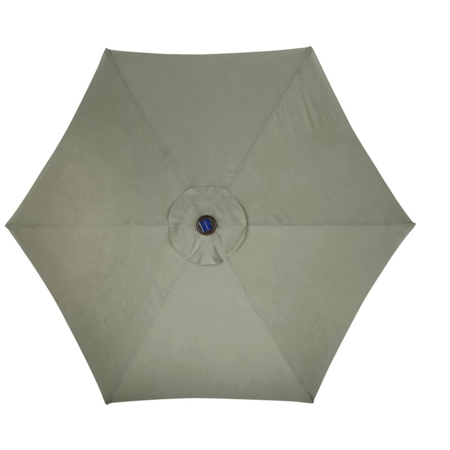 fc0526595b29cc6e06613db0aaadfc7e416c3721985efb6755a79d6ae9913ee6.jpg Living Accents Solar LED 9 ft. Tiltable Taupe Market Umbrella - Image 1