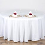 Tableclothsfactory 90 inch White Round Tablecloth - Linens Polyester Table Cloth, Stain and Wrinkle Resistant Washable Table Cover for Wedding,