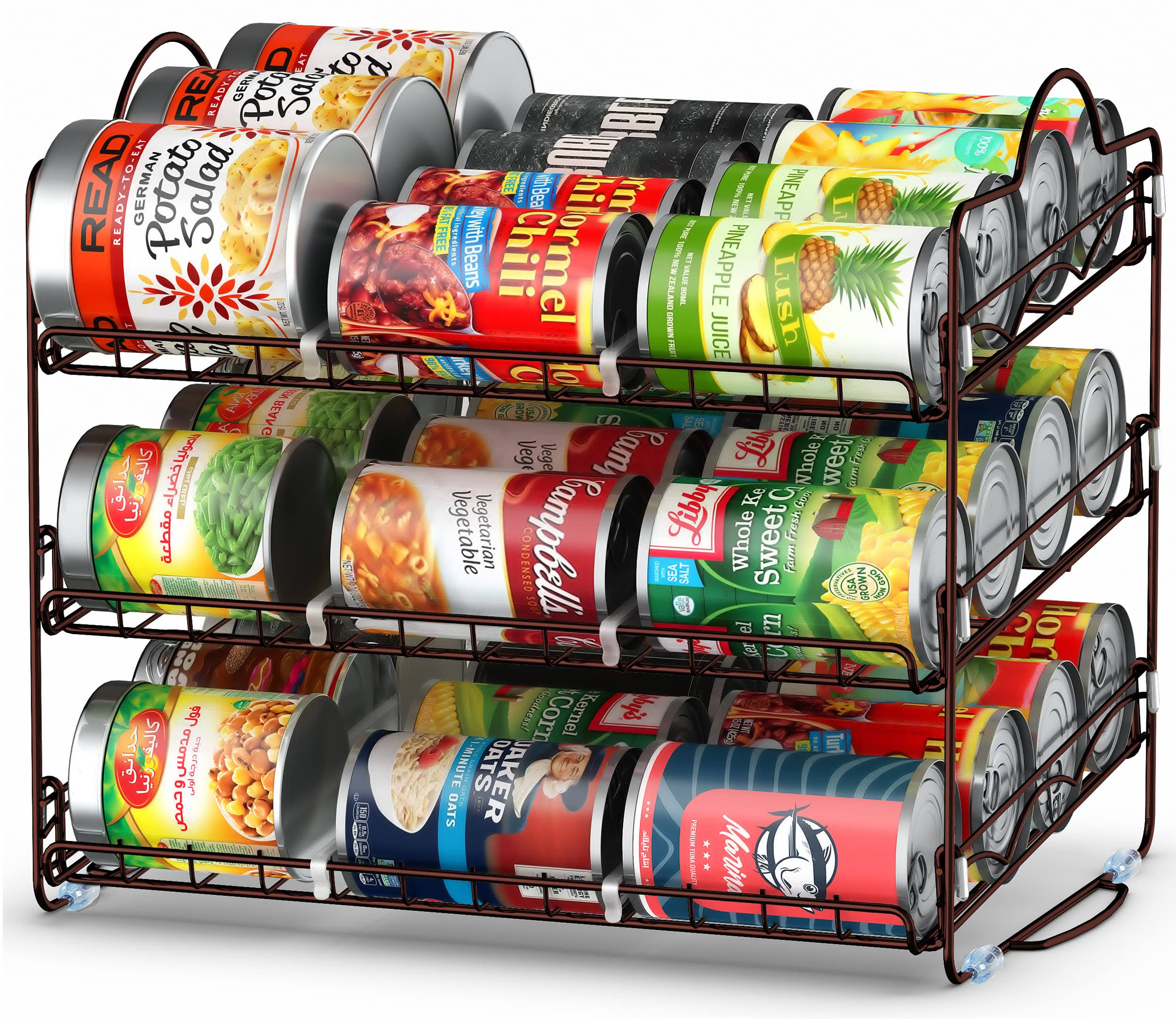 fc11a7853cb0fd5aafe98f55020d22f0852f136525941989865c62c71073a656.jpg Utopia Kitchen - Metal Storage Rack, Can Organizer 16.5 x 12.5 x 13.5 inch, Stackable Can Organizer Holds Upto 36 Cans for Kitchen Cabinet or Pantry - Image 1