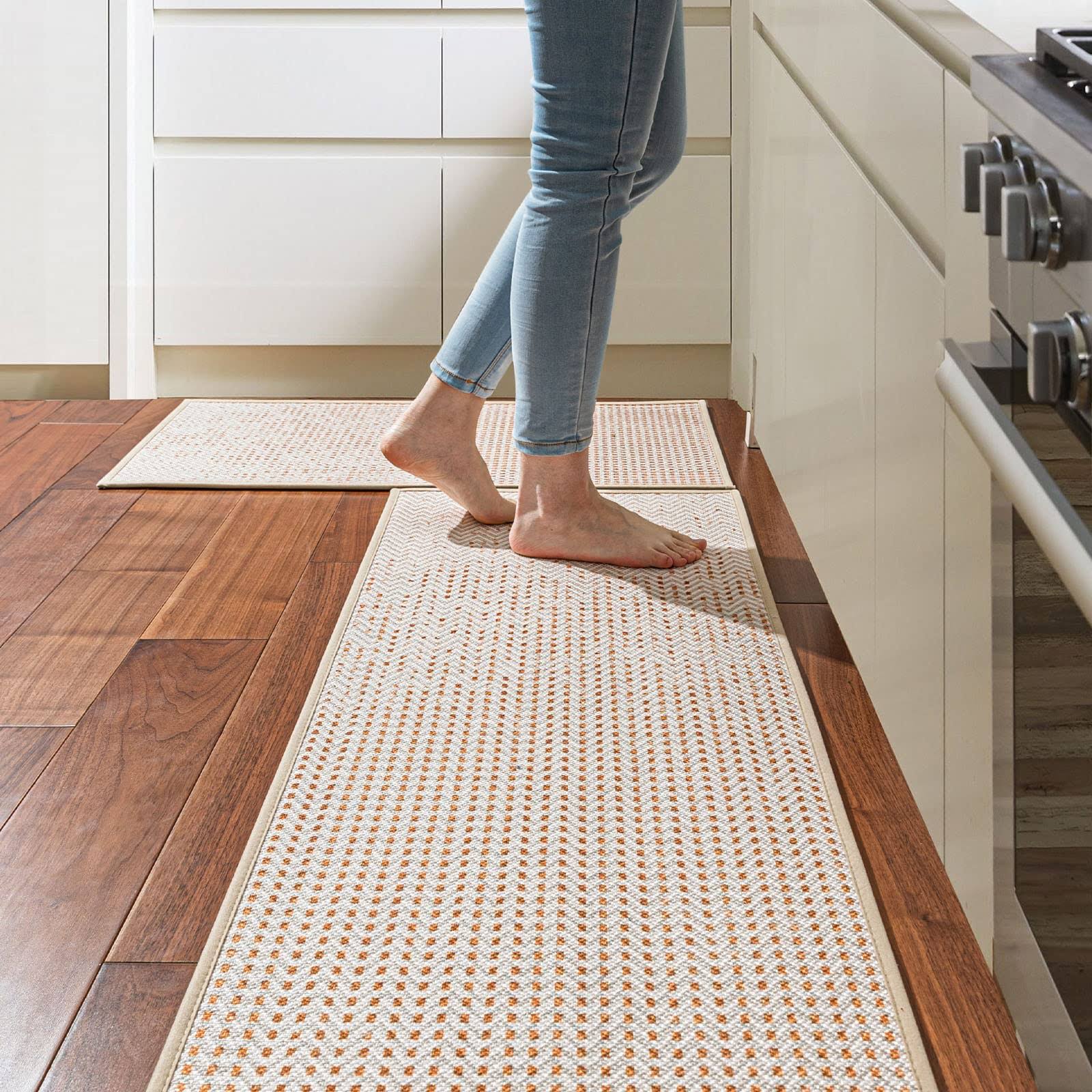 fc20e7f7232a35327fb346de88defbb51beba7ba98eea4fb3725581dfca4c4f5.jpg ILANGO Kitchen Rugs and Mats Non Skid Washable 2 Pcs, Absorbent Kitchen Runner Rugs for Floor, Front of Sink, Long Comfort Standing Mats for - Image 1