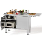 AECOJOY Stainless Steel Kitchen Cabinets, 57"x19.7" Commercial Worktable with Extend Panel & Adjustable Shelf