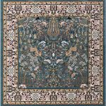 eSale Nain Design 6 ft Square Blue Floral Area Rug