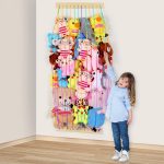 Stuffed Animal Storage Wood Soft Toy Organizer for Kids Room,Cute and Durable Wall or Door Mount Length Adjustable Hanging Stuffed Animal Toy