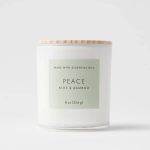8oz Wood Lidded Glass Wellness Peace Candle - Threshold
