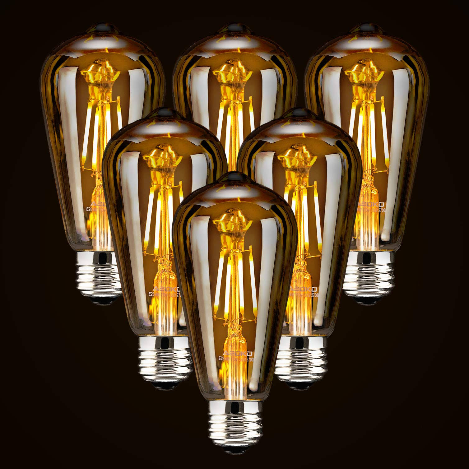 fc4eb90b8d4c5aa7996ee00d8b3fed1914e578327bf7b401d0f83eca06152ae2.jpg LED Dimmable Edison Light Bulbs 4W Vintage Light Bulb, 2300K Warm White Amber GL - Image 1