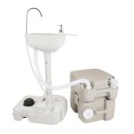 Portable Sink & Toilet Combo.5Gal Hand Washing Station & 5.3 Gal Flushing Toilet