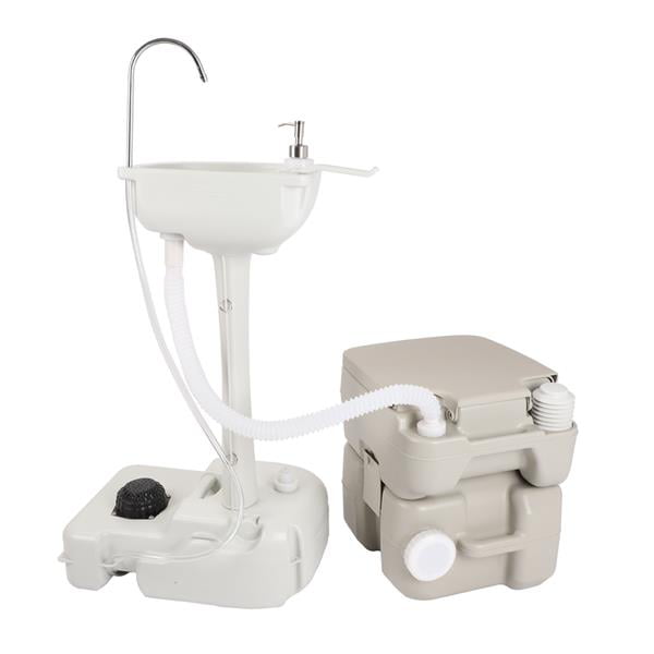 fc6c5561bb3c07905301db38d47e562ec61a0d433e113e2a946b796e4bd823a3.jpg Portable Sink & Toilet Combo.5Gal Hand Washing Station & 5.3 Gal Flushing Toilet - Image 1
