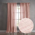 French Connection Charter Crushed Semi-Sheer Rod Pocket Window Curtain Pair, 96" x 50" - Dusty Pink