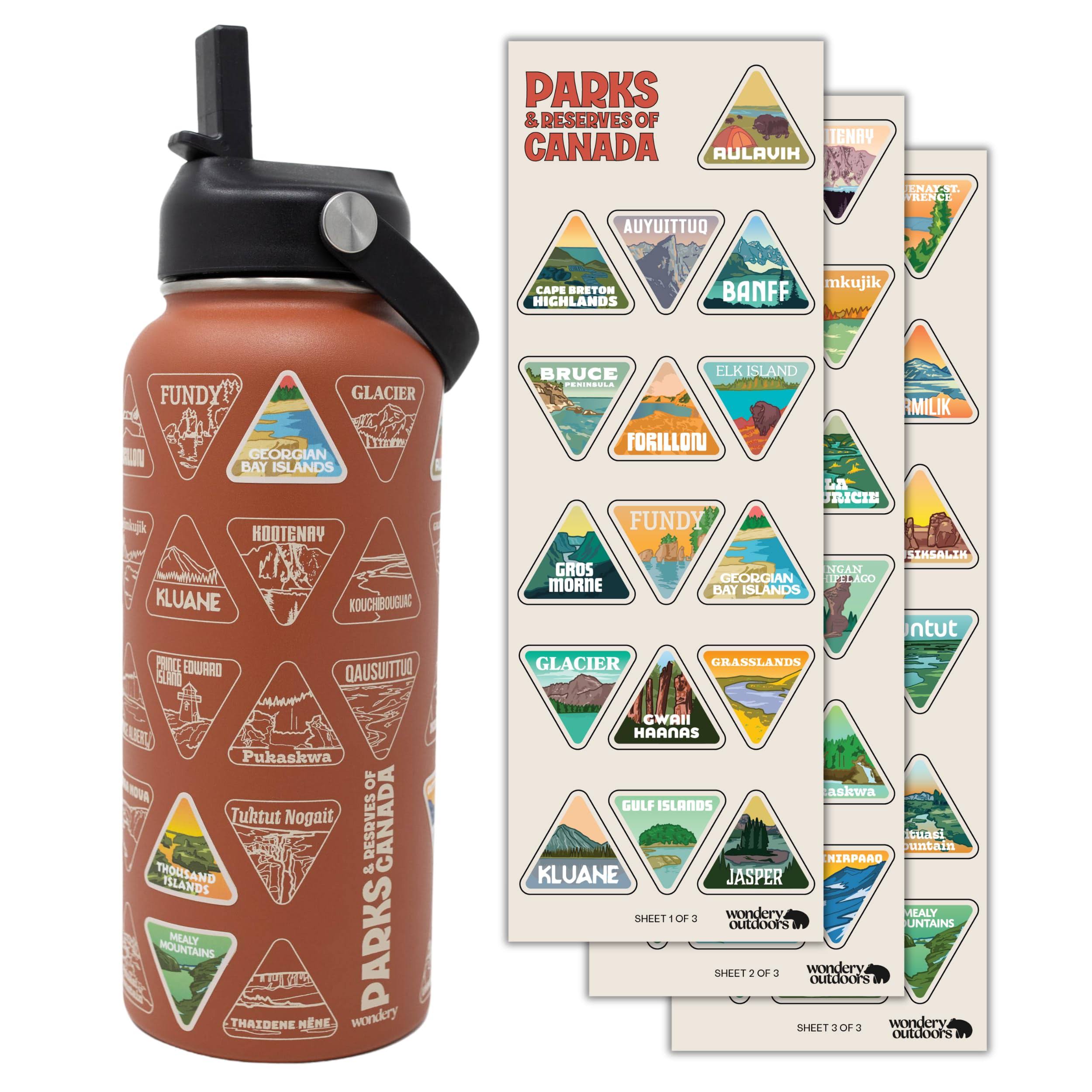 fc84e5a3073c807ae82267251fe4a3efb474505fe2dbcb37a2601d6723f9968d.jpg Parks and Reserves of Canada Bucket List Water Bottle | Wondery - Image 1