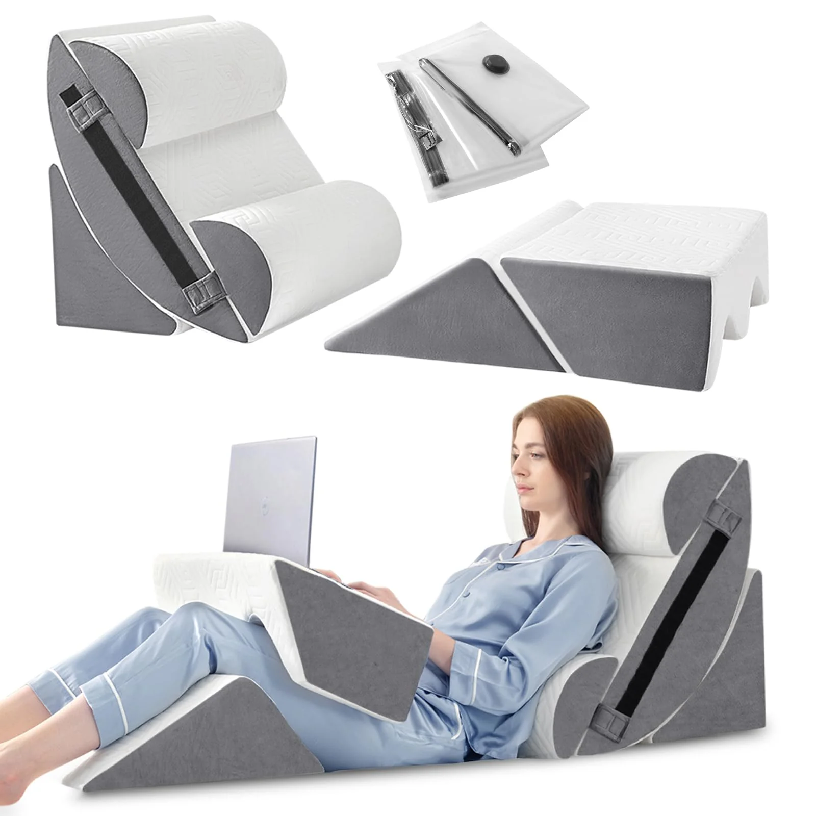 fc89ebbba05d00d5fd3ec30a7bae82c6163495ab58ed1eb89b5e8ff391ade1d2.webp Yojoker 6pcs Orthopedic Bed Wedge Pillow Set for Sleeping - Image 1