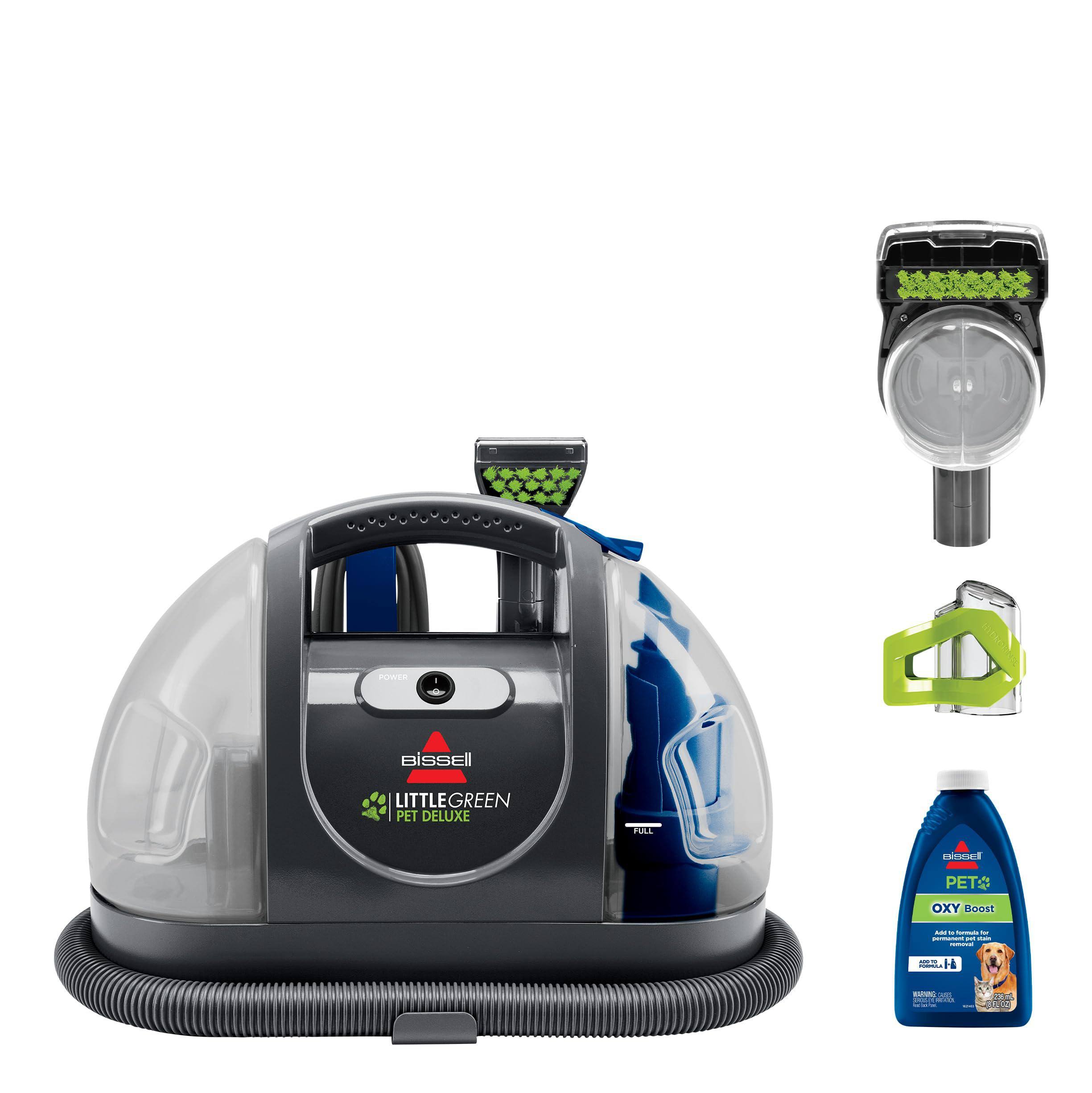 fc8fa6f1b0b39b65bfe1a54e91946eac50d1909b177114ef93207fd99baf4b6d.jpg Bissell Little Green Pet Deluxe Portable Carpet Cleaner 3353 Gray/Blue - Image 1