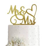 AMINJIE Mr and Mrs Cake Topper, Bride and Groom Sign Wedding/Engagement Cake Toppers Decoration, Gold Glitter Acrylic
