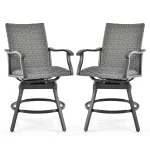 Tangkula Patio Swivel Bar Chairs Set of 2, Aluminum 360 Swiveling Bar Height Chair with 4D Air Fiber Cushion